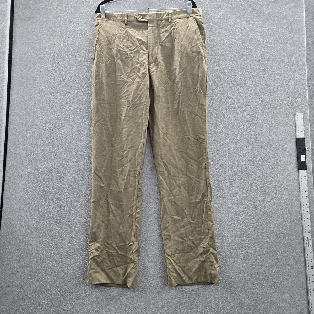 Sartorelli Men Pants 35 Tan Dress Pants ROMEO Luxury Serge Wool Italy READ